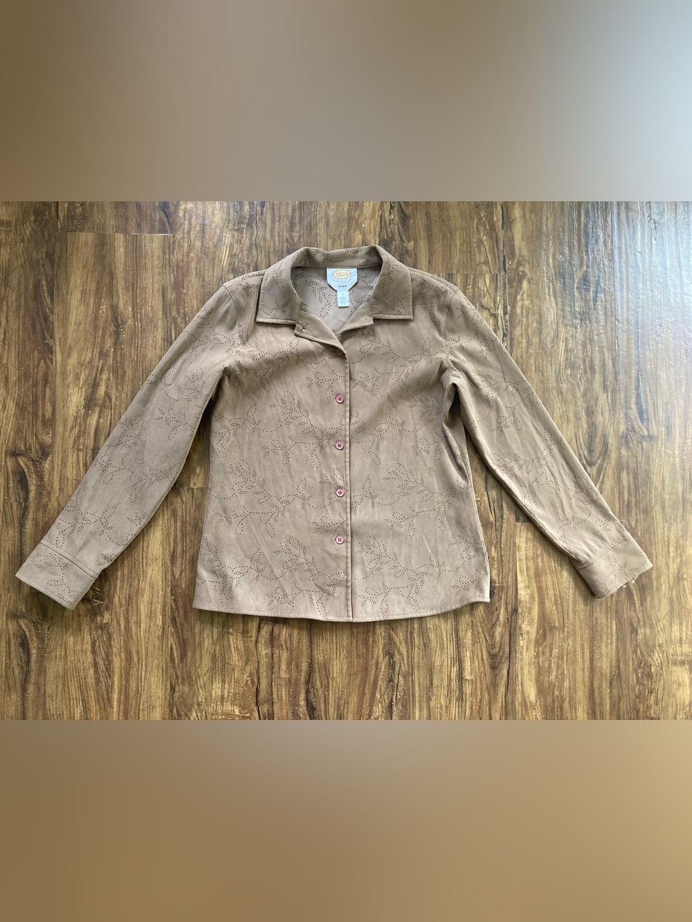 Talbots Taupe Eyelet Button-Down Shirt Women’s Petite Western